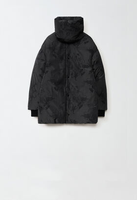 Fabiana Filippi FABULA VITAE PRINT DOWN PARKA WITH MAXI COLLAR BLACK CTD224F712D7710000