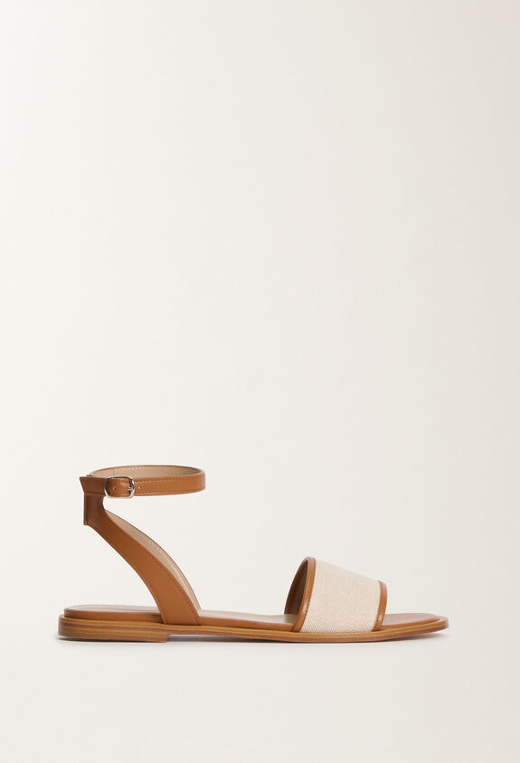 Fabiana Filippi Canvas and leather sandals, tan LEATHER ASD275A097L4090000