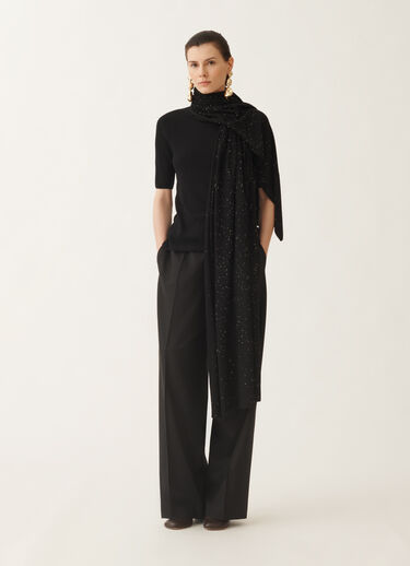 Fabiana Filippi Wool scarf with sequins, black BLACK SAD215A873L5570000