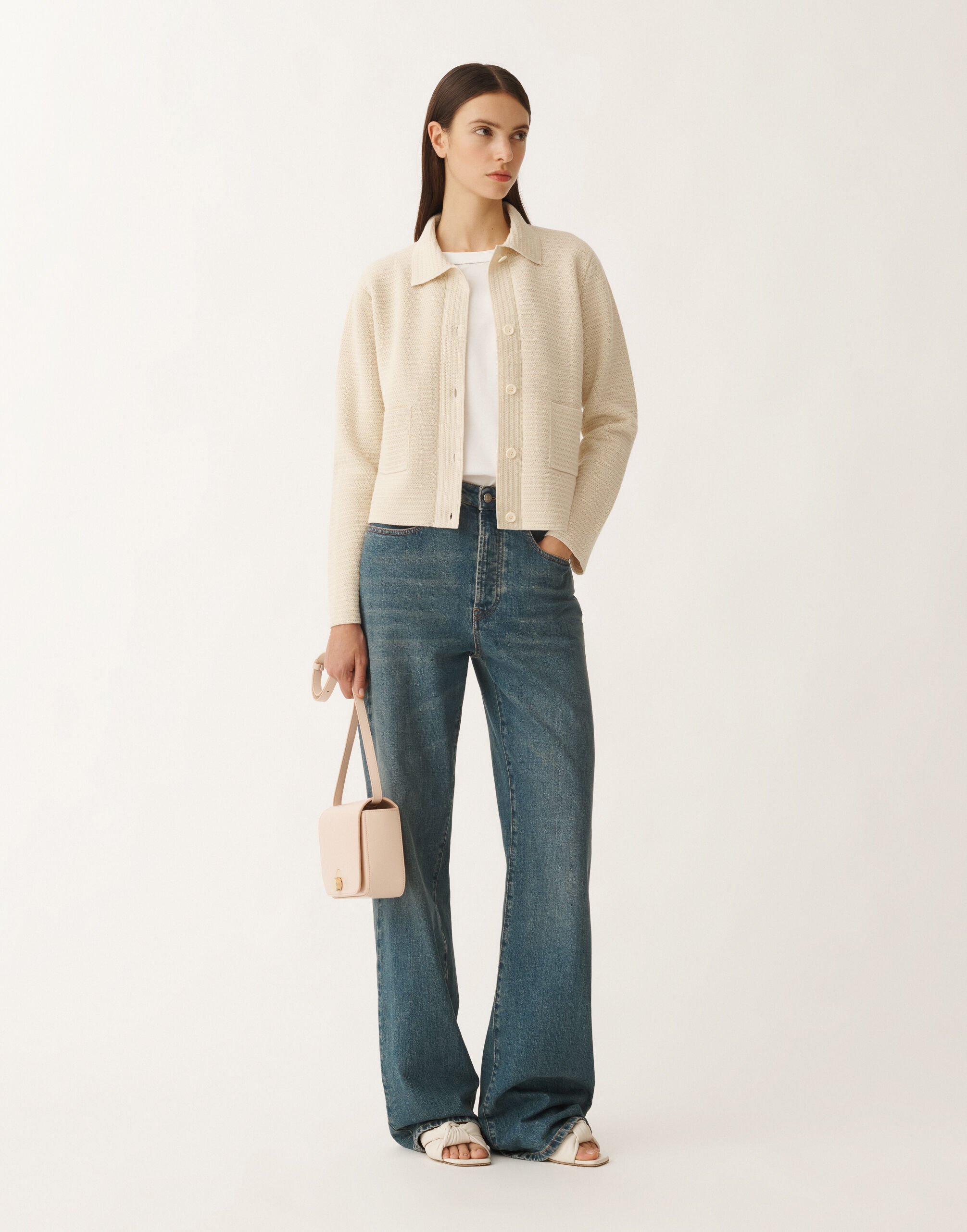 Fabiana Filippi Wool and cotton jacket, vanilla WHITE GCD265F220D5100000