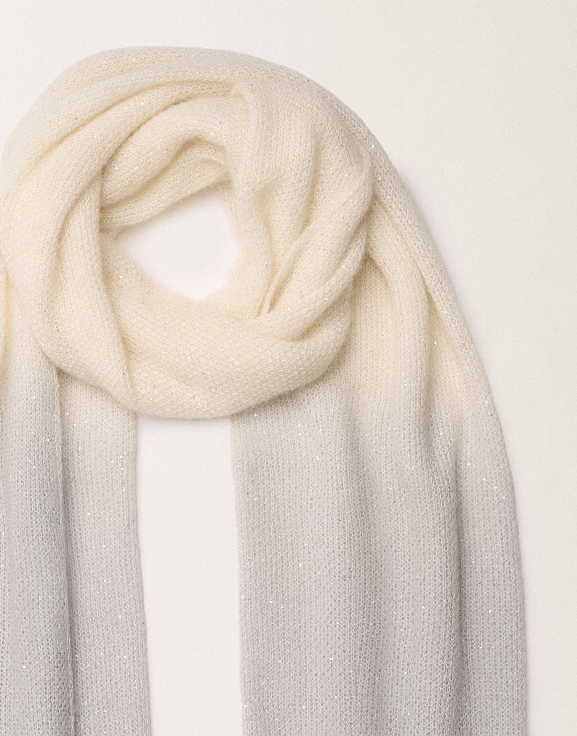 Fabiana Filippi Mohair scarf with gradient micro sequins, raffia and gray Gray SAD266A878L9000000