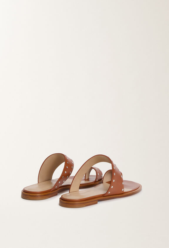 Fabiana Filippi Leather thong sandals with studs, tan LEATHER ASD275A094L4140000