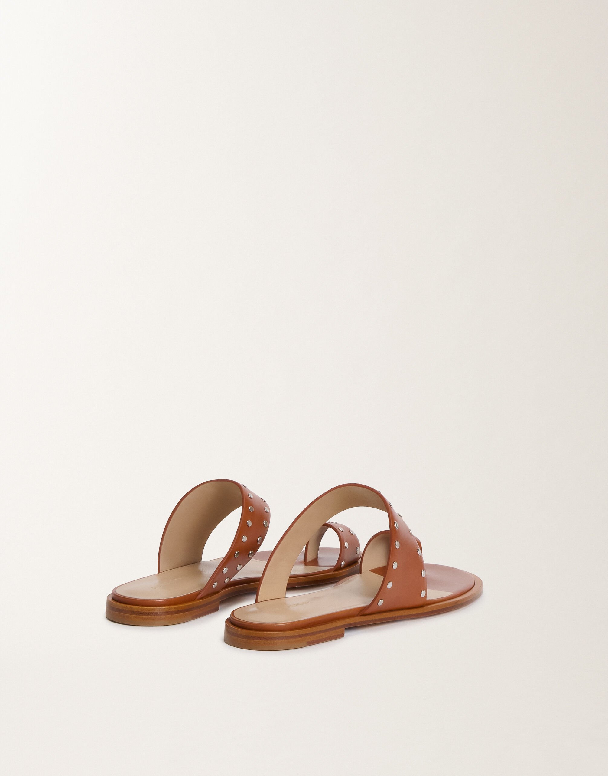 Fabiana Filippi Leather thong sandals with studs, tan LEATHER ASD275A094L4140000
