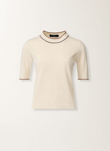 Fabiana Filippi Organic cotton T-shirt, butter and wicker BUTTER MAD276F544M1810000