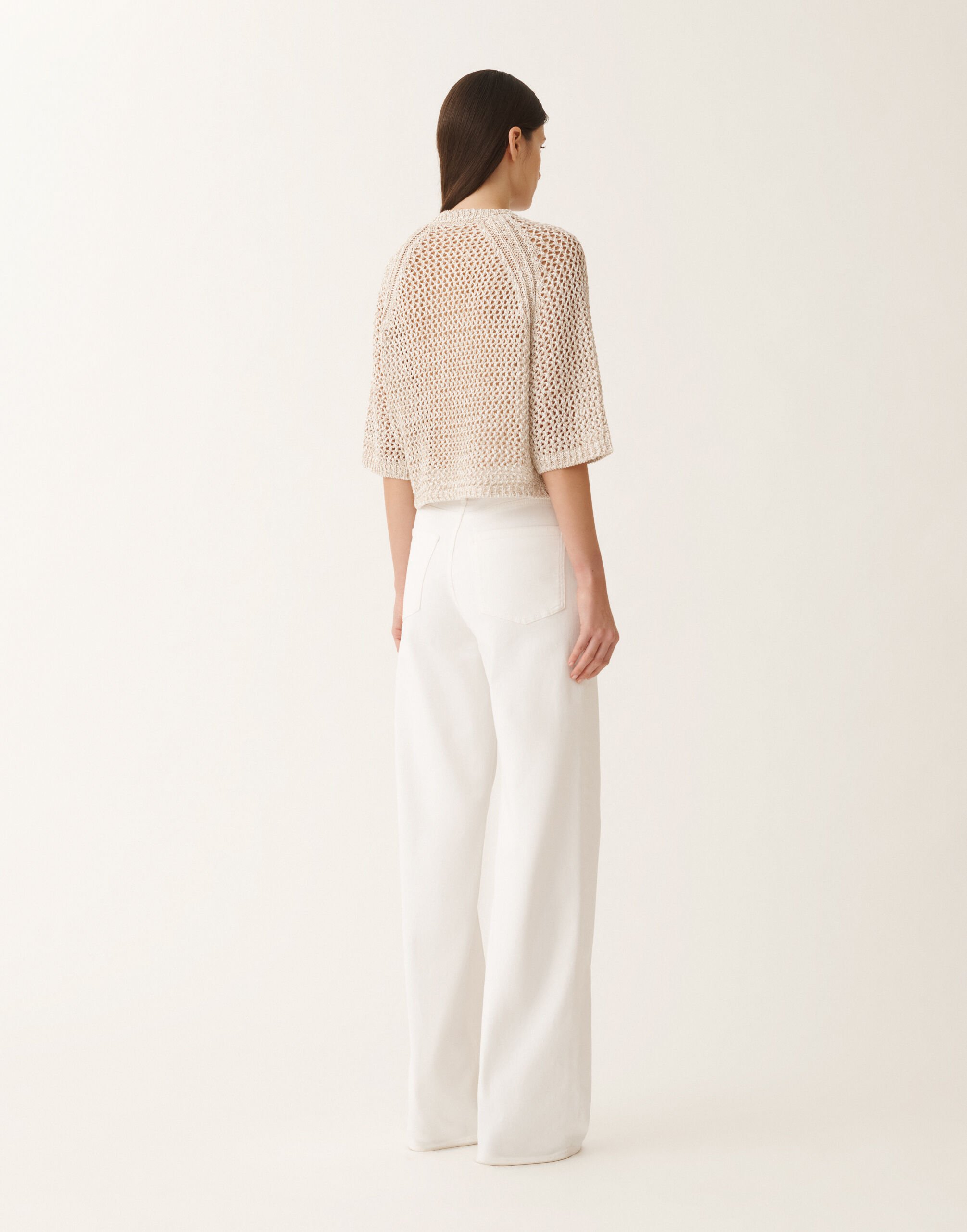 Fabiana Filippi Cape en mesh de coton, blanc et grège BLANC/GRIGE MAD275F117L3830000