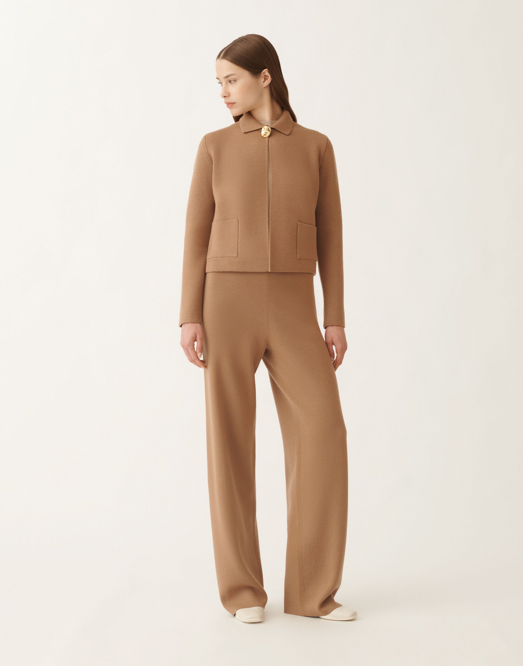 Fabiana Filippi Veste en laine mérinos, osier BRUN GCD215F194D4620000