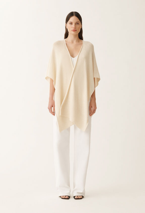 Fabiana Filippi Cotton and linen cape with sequins, vanilla VANILLA SAD275A009D2730000