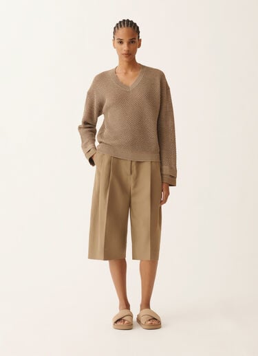 Pull en coton biologique avec viscose lumineuse, taupe Fabiana Filippi Pull en coton biologique avec viscose lumineuse, taupe BOUE MAD276F481M1560000