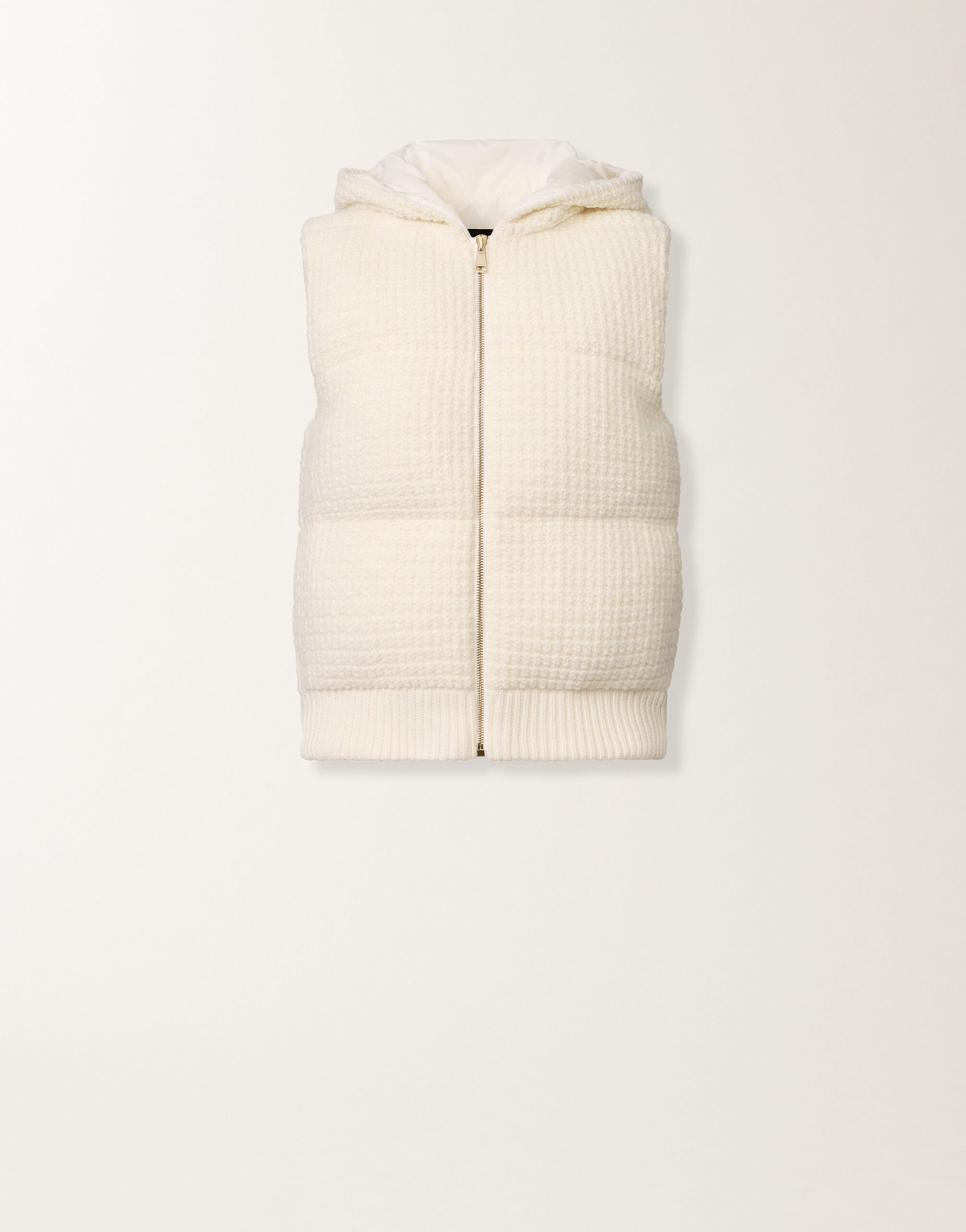 Fabiana Filippi Chaleco de plumón en lana y seda con lentejuelas, blanco Blanco CTD225F671L6170000