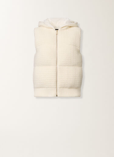 Fabiana Filippi Chaleco de plumón en lana y seda con lentejuelas, blanco Blanco CTD225F671L6170000