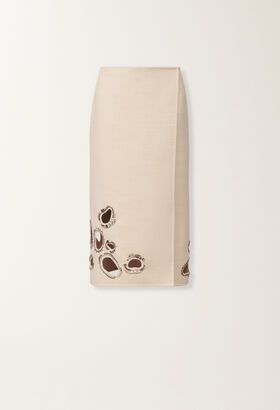Fabiana Filippi Double wool skirt, rope and wicker BEIGE GND215F415L5530000