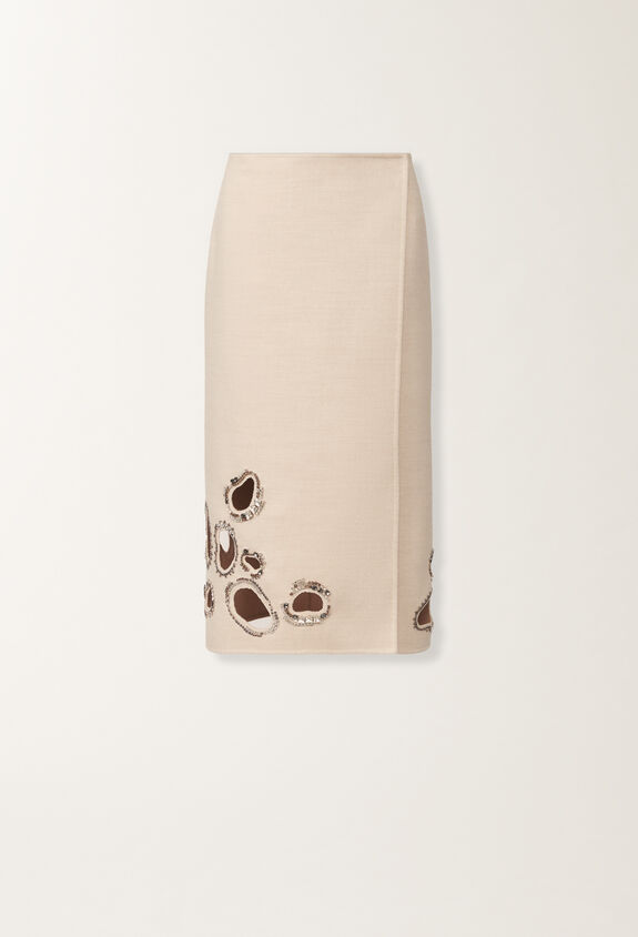 Fabiana Filippi Double wool skirt, rope and wicker BEIGE GND215F415L5530000