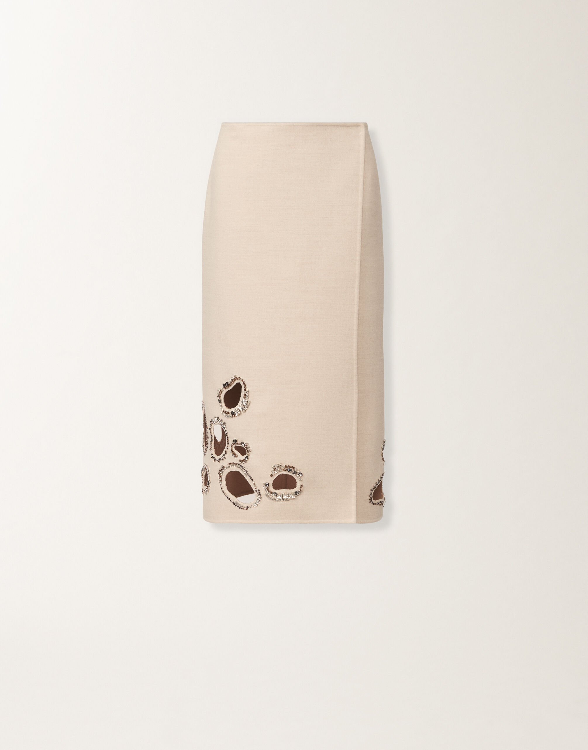 Fabiana Filippi Double wool skirt, rope and wicker BEIGE GND215F415L5530000