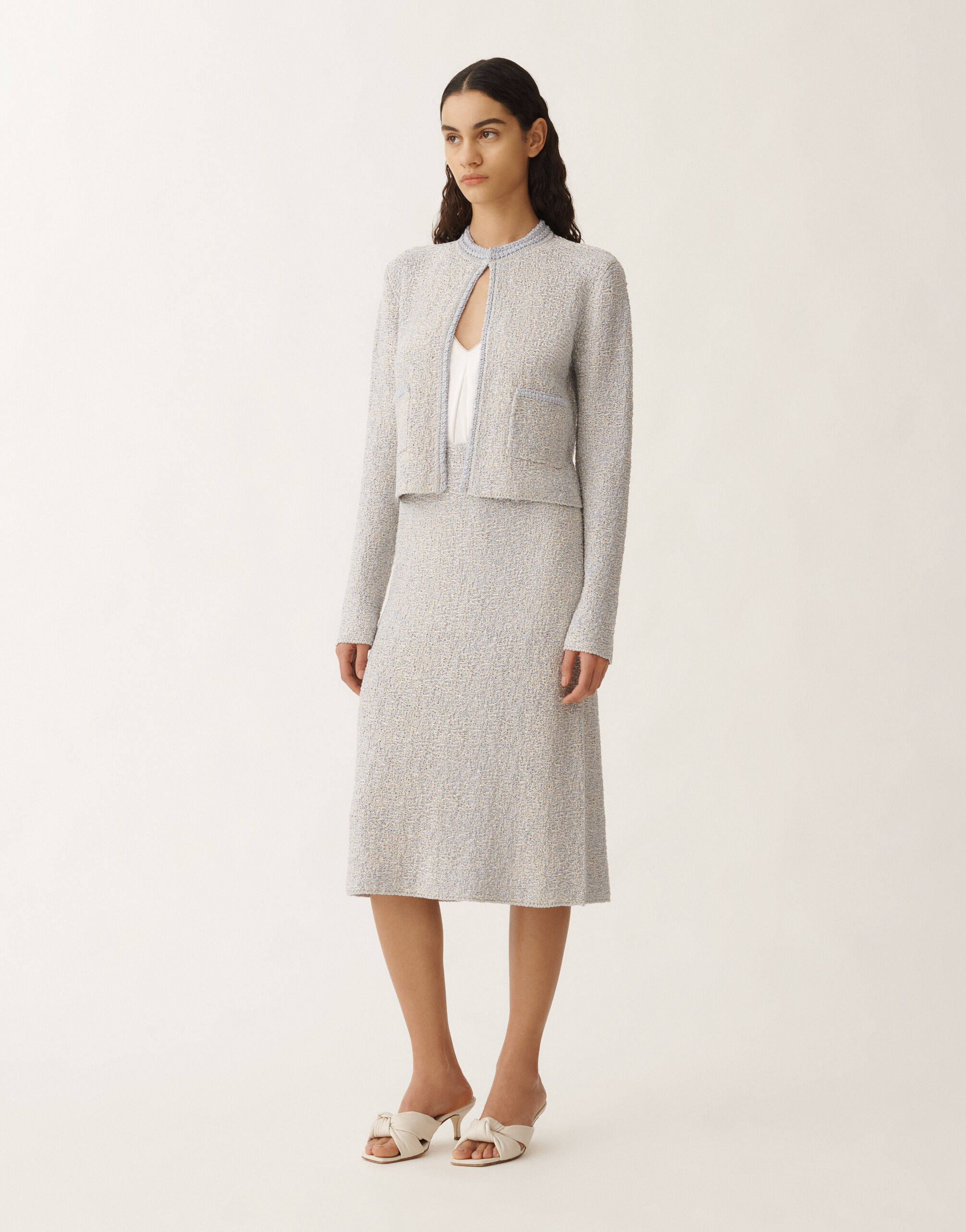 Fabiana Filippi Falda de tweed de punto lúrex, vainilla y malva VANILLA/LAVANDA GND275F778L3660000