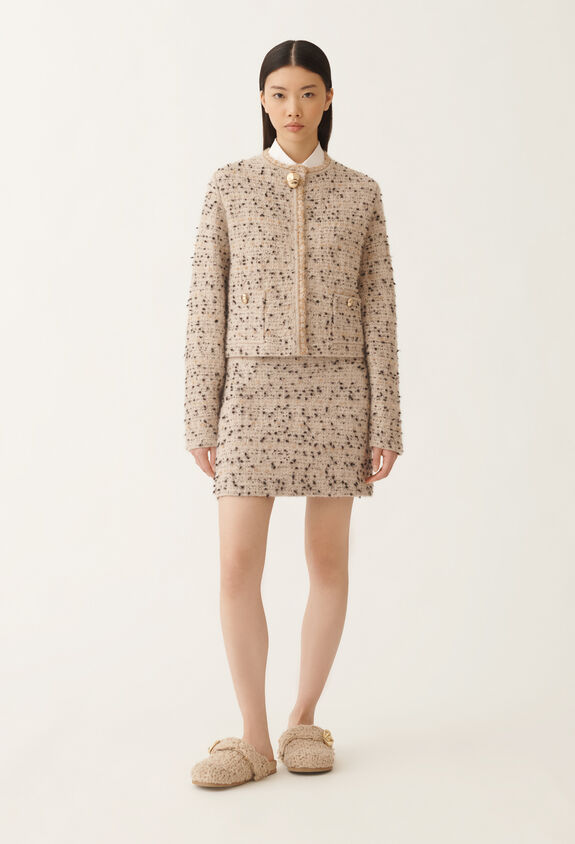 Fabiana Filippi Buttoned tweed jacket, maple and black BEIGE GCD215F122L5450000