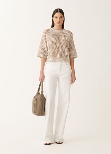 Fabiana Filippi Cape en mesh de coton, blanc et grège BLANC/GRIGE MAD275F117L3830000