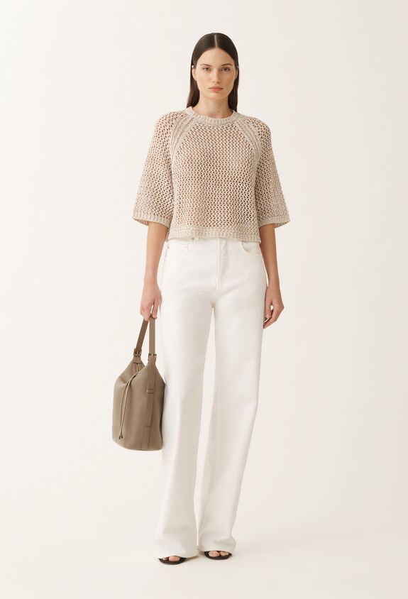 Fabiana Filippi Cappa in rete di cotone, bianco e greige BIANCO/GREIGE MAD275F117L3830000