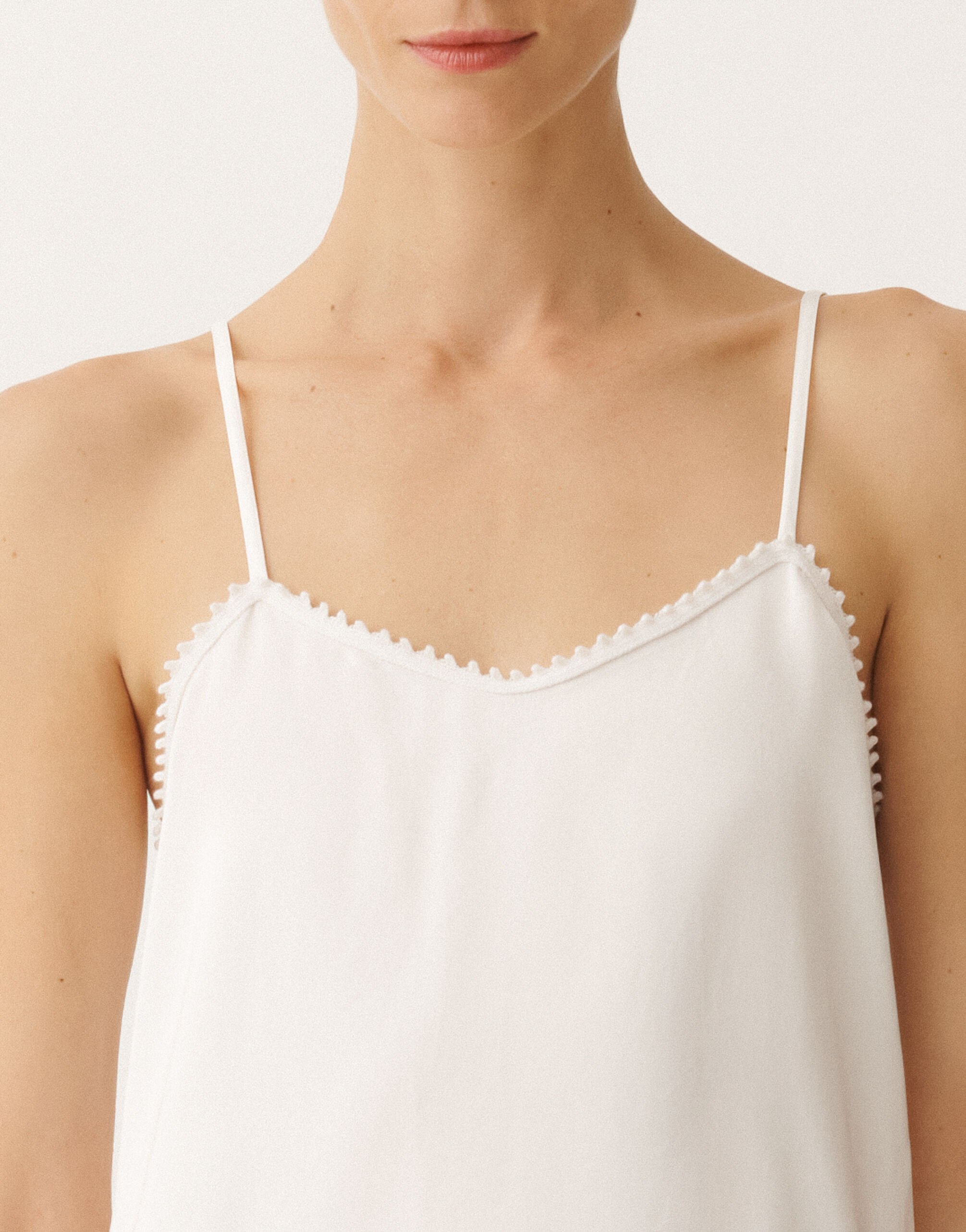 Fabiana Filippi Viscose satin lingerie top, white WHITE TPD265F302L2220000