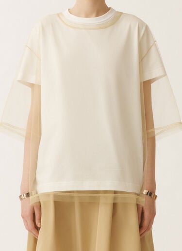 Fabiana Filippi Jersey and tulle T-shirt, gold YELLOW JED265F116L2490000