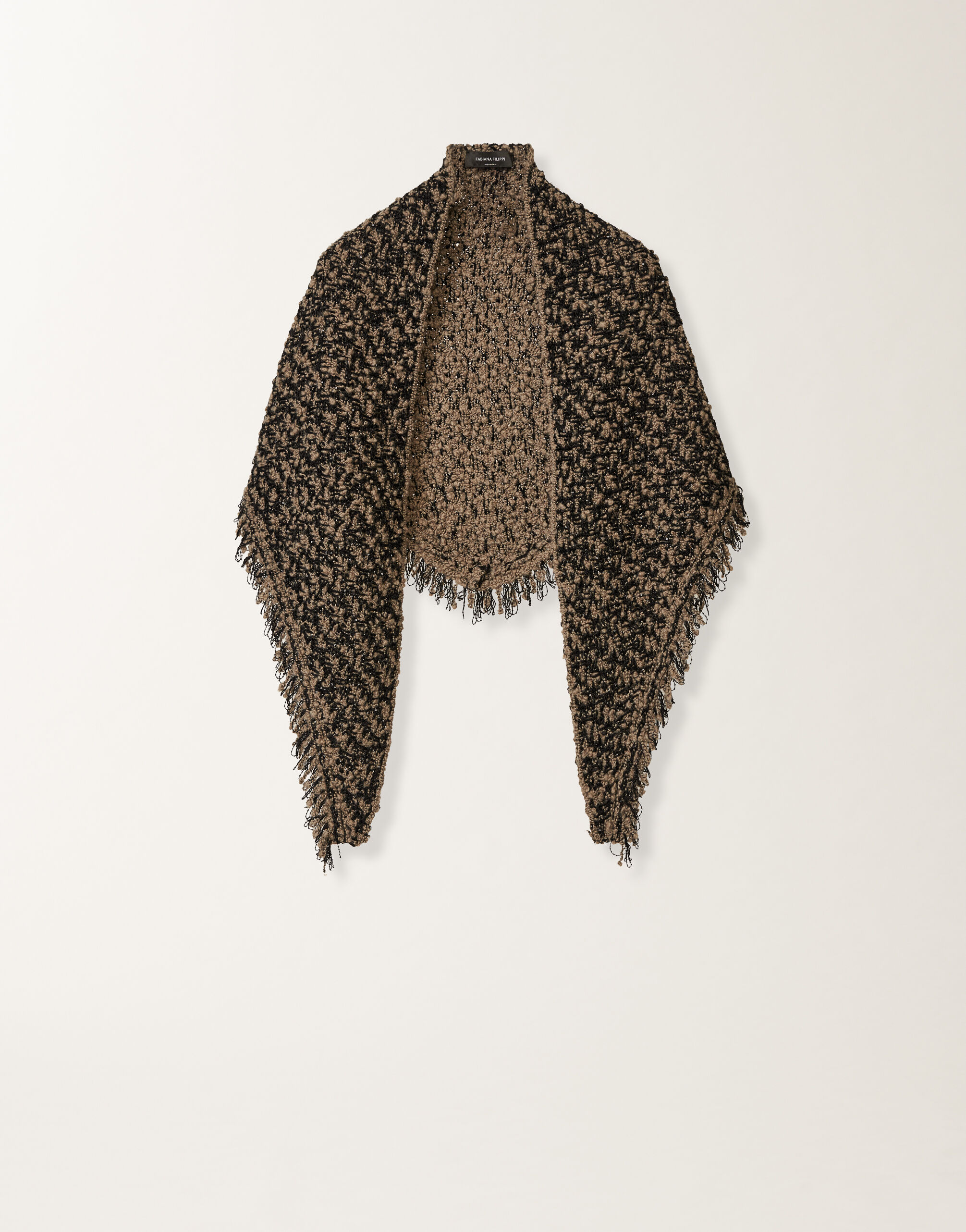 Fabiana Filippi Tweed and sequin foulard, mud and black Brown SAD225A949L6290000