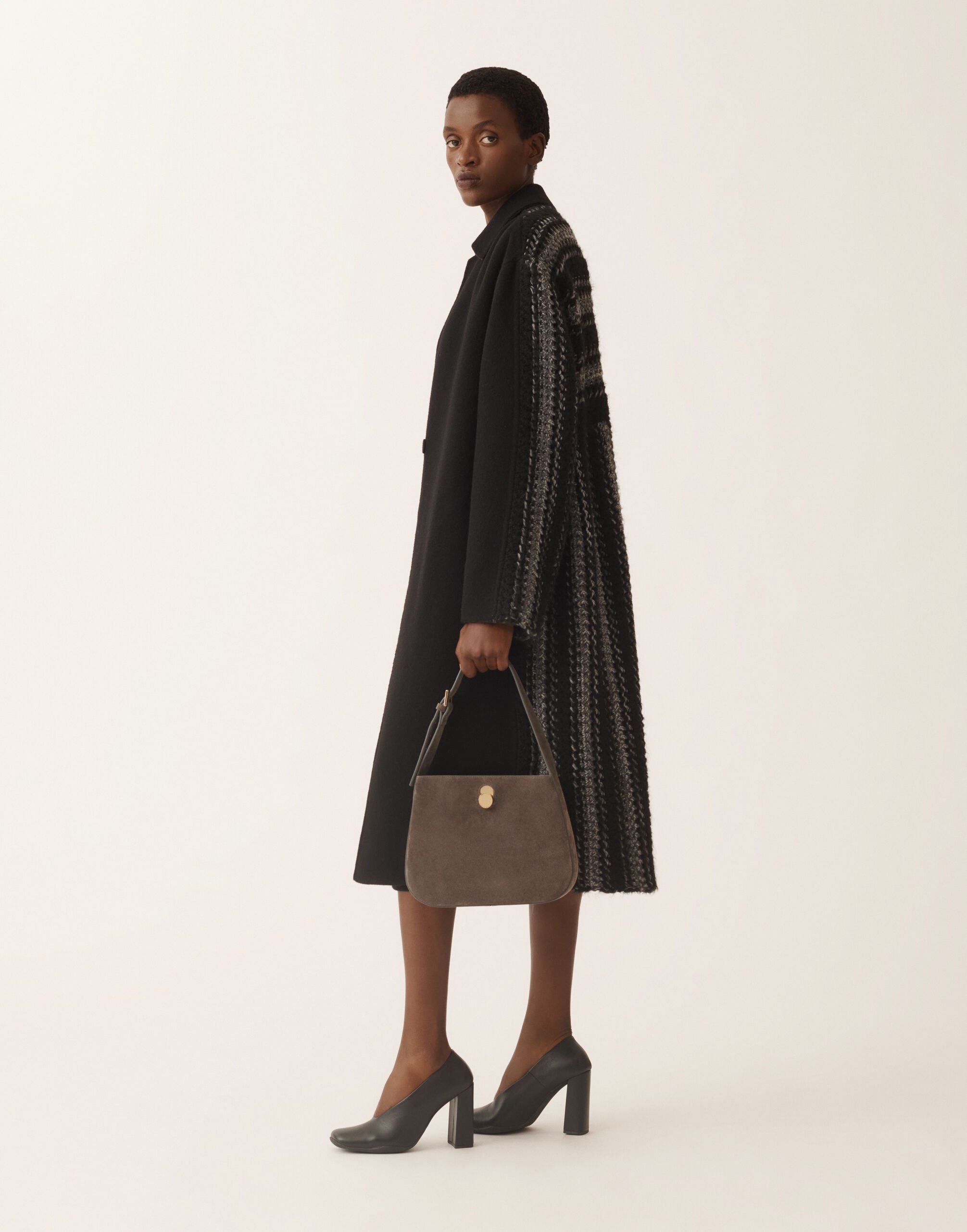 Fabiana Filippi Mantel aus weicher, doppellagiger Wolle und Kaschmir, schwarz Schwarz CTD225F744L7010000