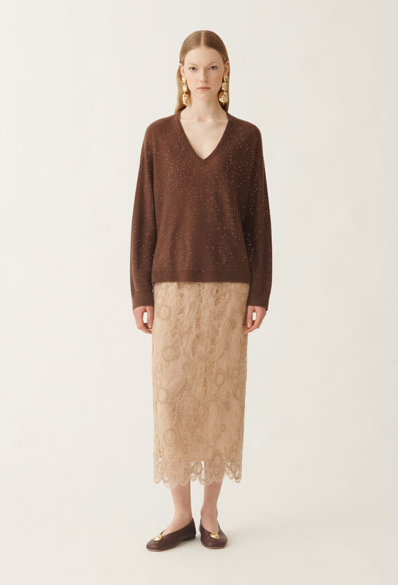 Fabiana Filippi Wool sweater with sequins, ebony BROWN MAD215F064L5570000