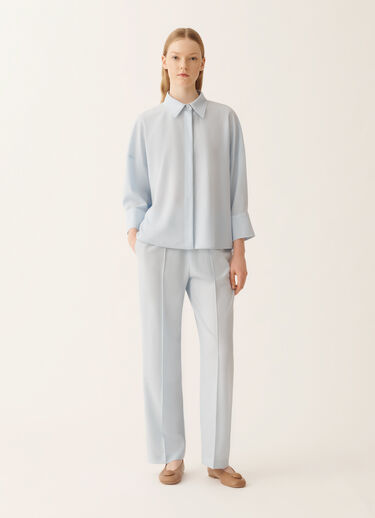 Fabiana Filippi Camicia cropped in fresco lana bistretch, acqua Blu CAD266F309L7710000