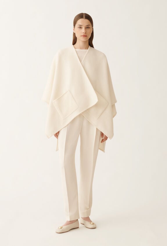 Fabiana Filippi Wool cloak, butter WHITE SAD215A884L8300000