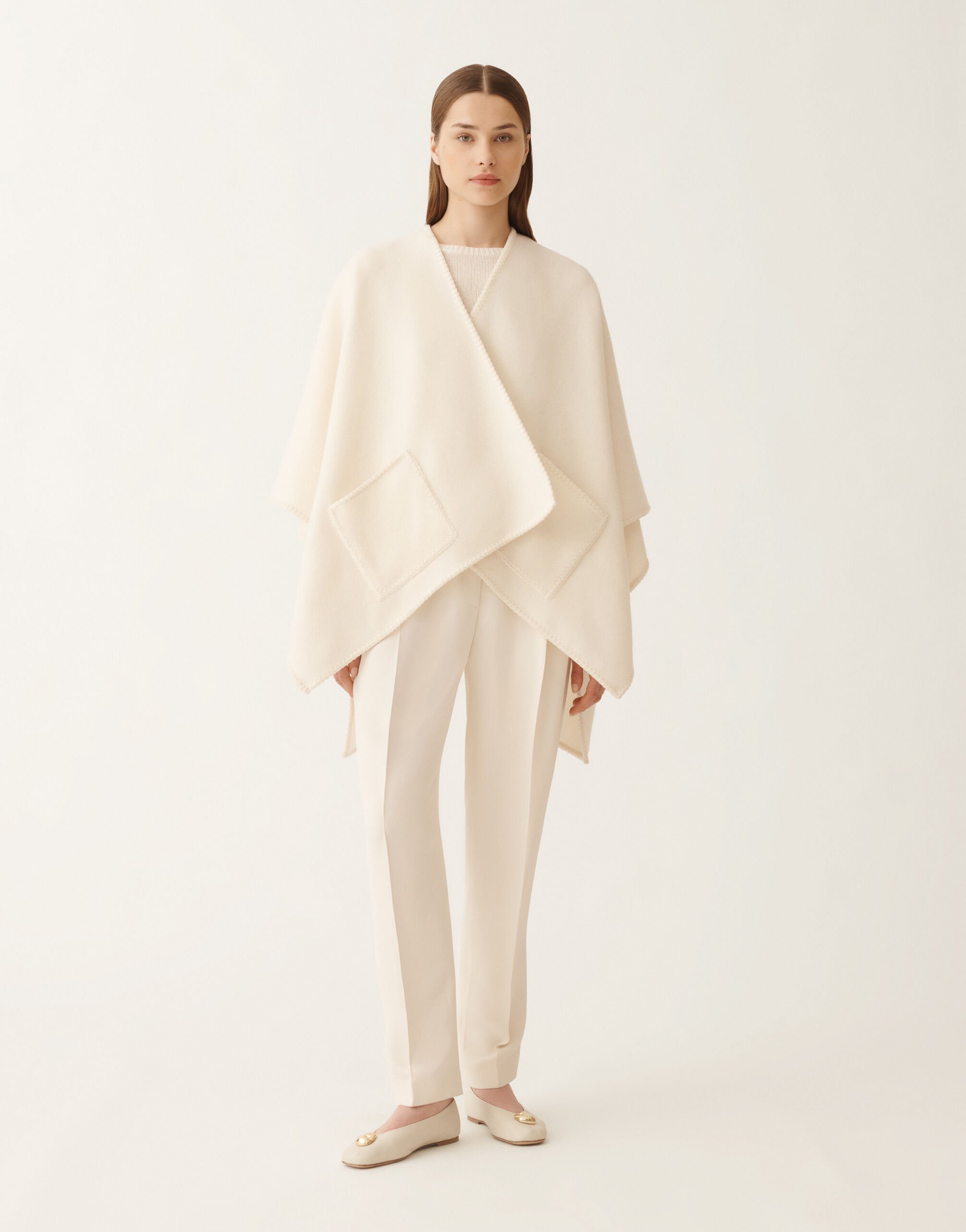 Fabiana Filippi Wool cloak, butter WHITE SAD215A884L8300000