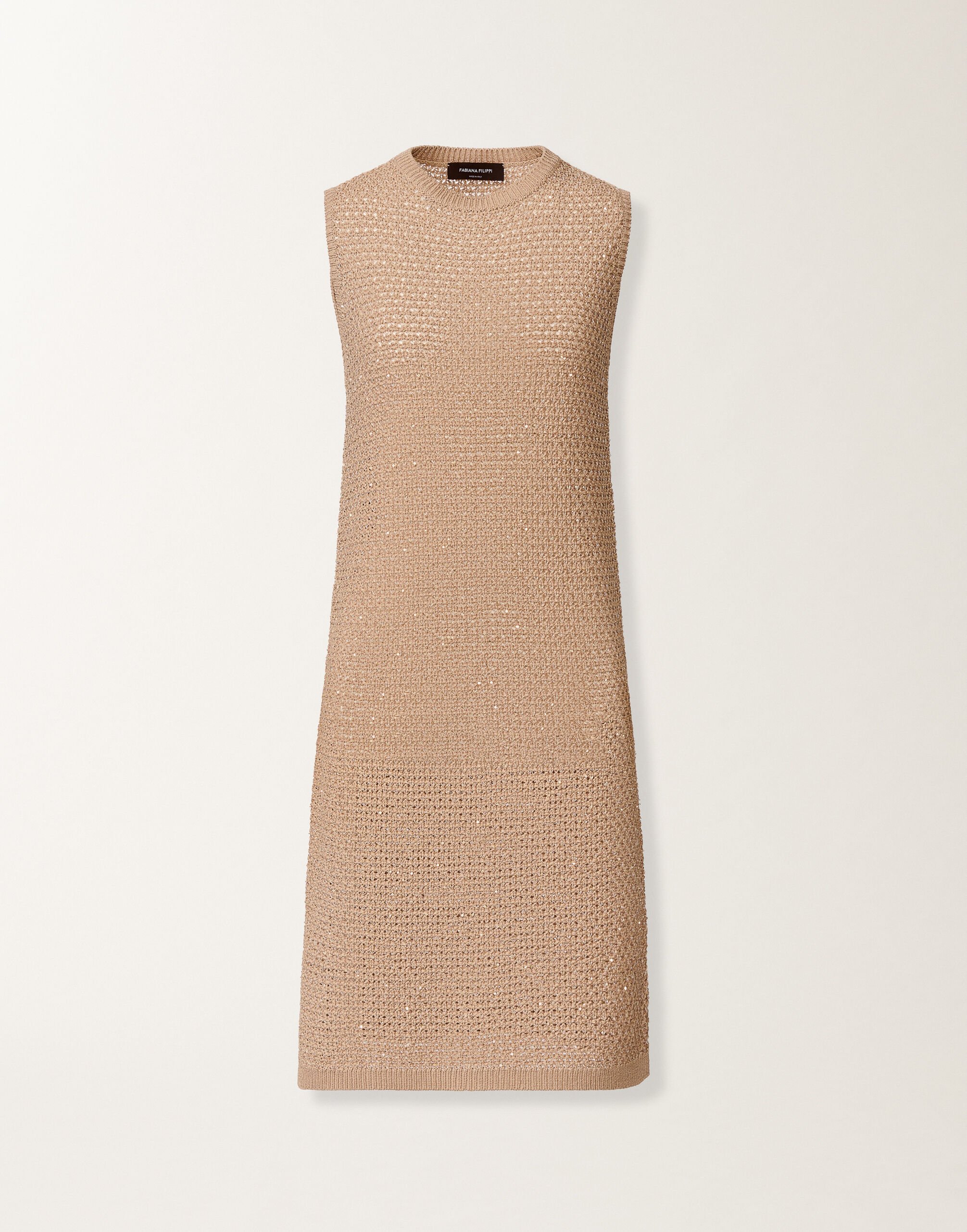 Fabiana Filippi Mini dress in cotton tape with sequins, maple ACER ABD276F593M1200000