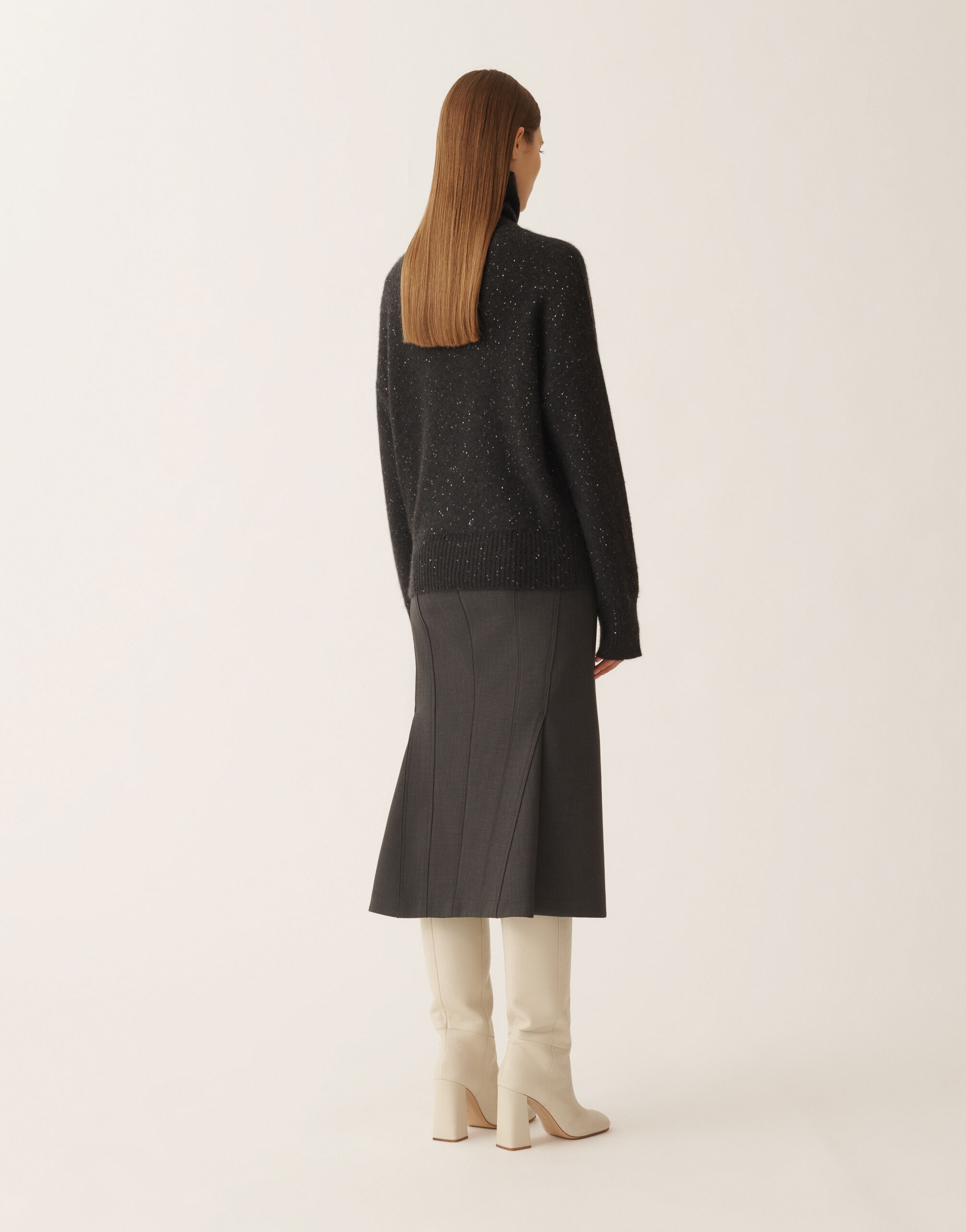 Fabiana Filippi Wool and silk sweater with sequins, slate Grey MAD225F528D2960000