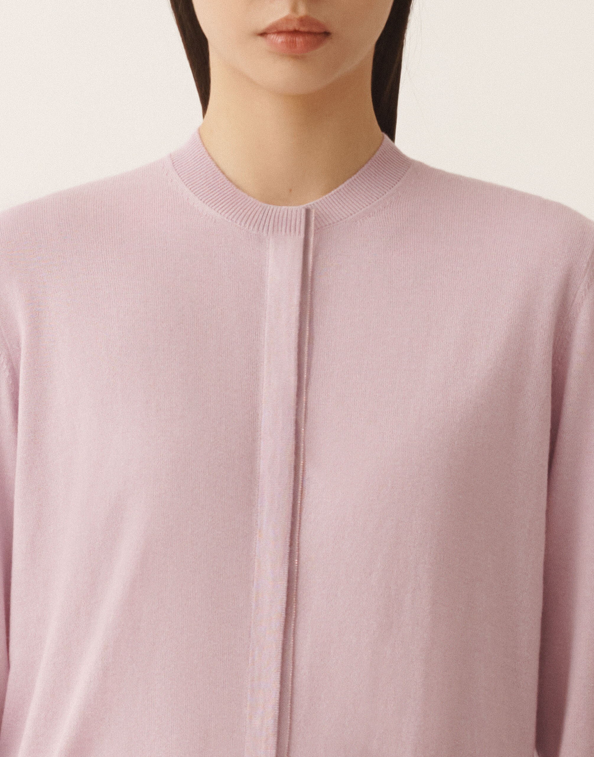 Lilac pink wool and cotton cardigan for Women | Fabiana Filippi®