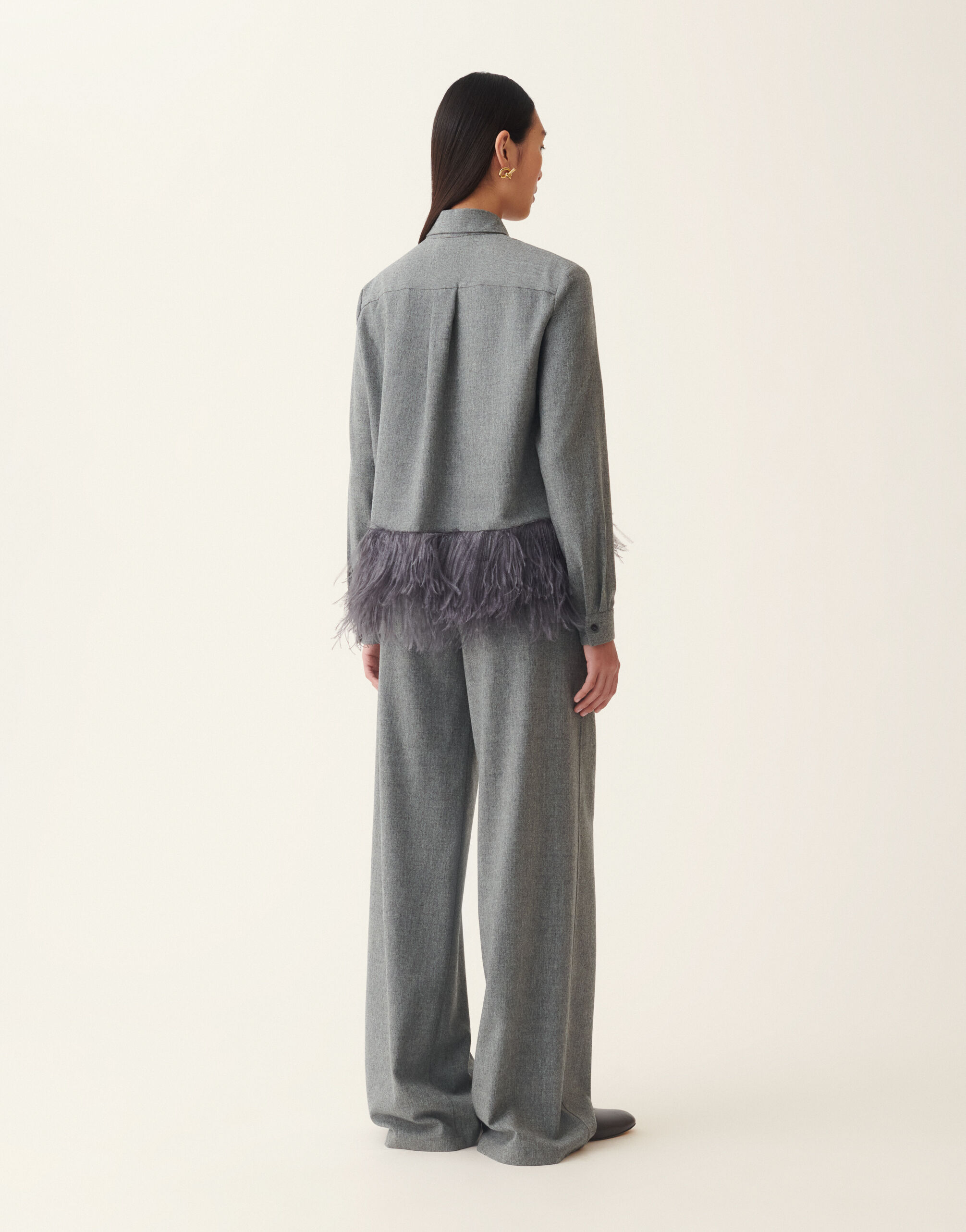 Boxy flannel shirt, mineral Fabiana Filippi Boxy flannel shirt, mineral Mineral CAD226F312M4150000
