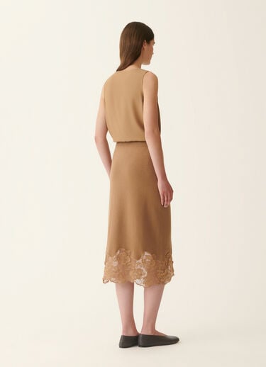 Platinum and lace pencil skirt, rattan Fabiana Filippi Platinum and lace pencil skirt, rattan Rattan GND226F765M4460000