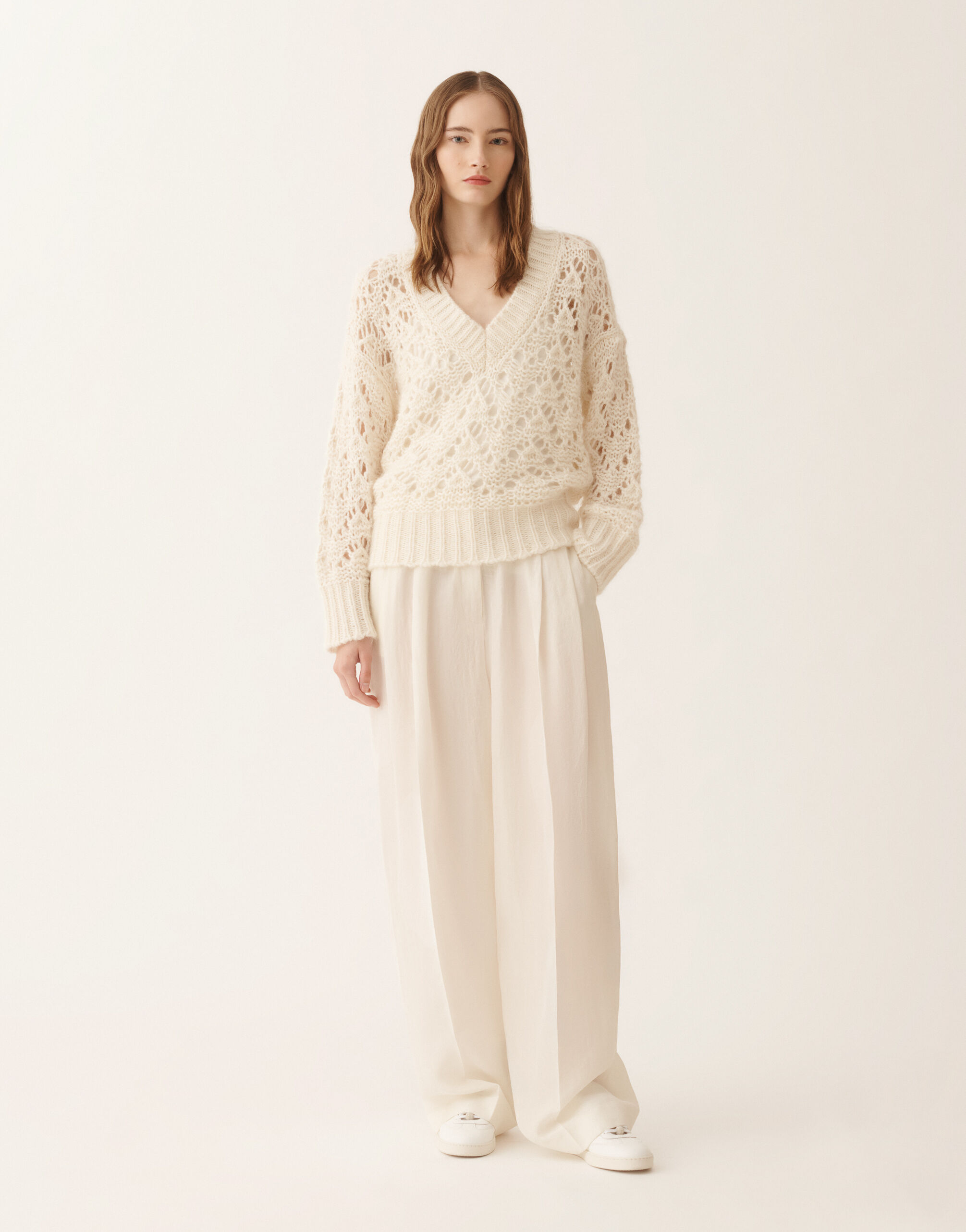 Platinum mohair sweater, raffia for Women | Fabiana Filippi®