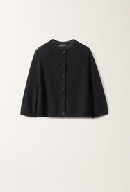 Fabiana Filippi Cotton and linen cape cardigan with sequins, midnight blue BLUE MAD275F528D2730000