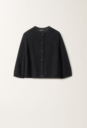 Fabiana Filippi Cotton and linen cape cardigan with sequins, midnight blue BLUE MAD275F053D2730000