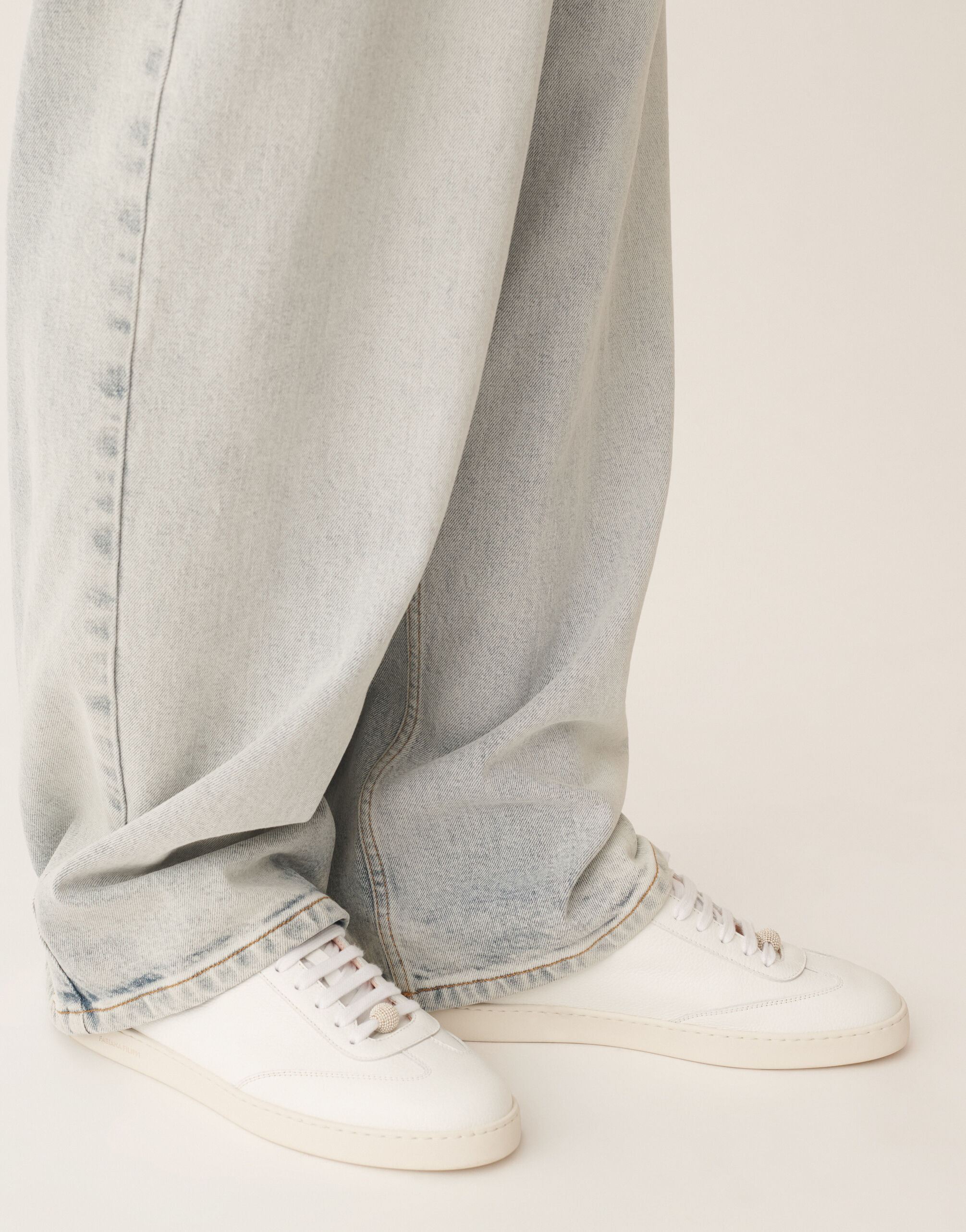 Fabiana Filippi Grain leather sneakers, optic white White ASD266A846M0090000