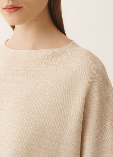 Fabiana Filippi Maxi T-shirt in wool, cotton, and lurex, cream Butter MAD266F041L7660000