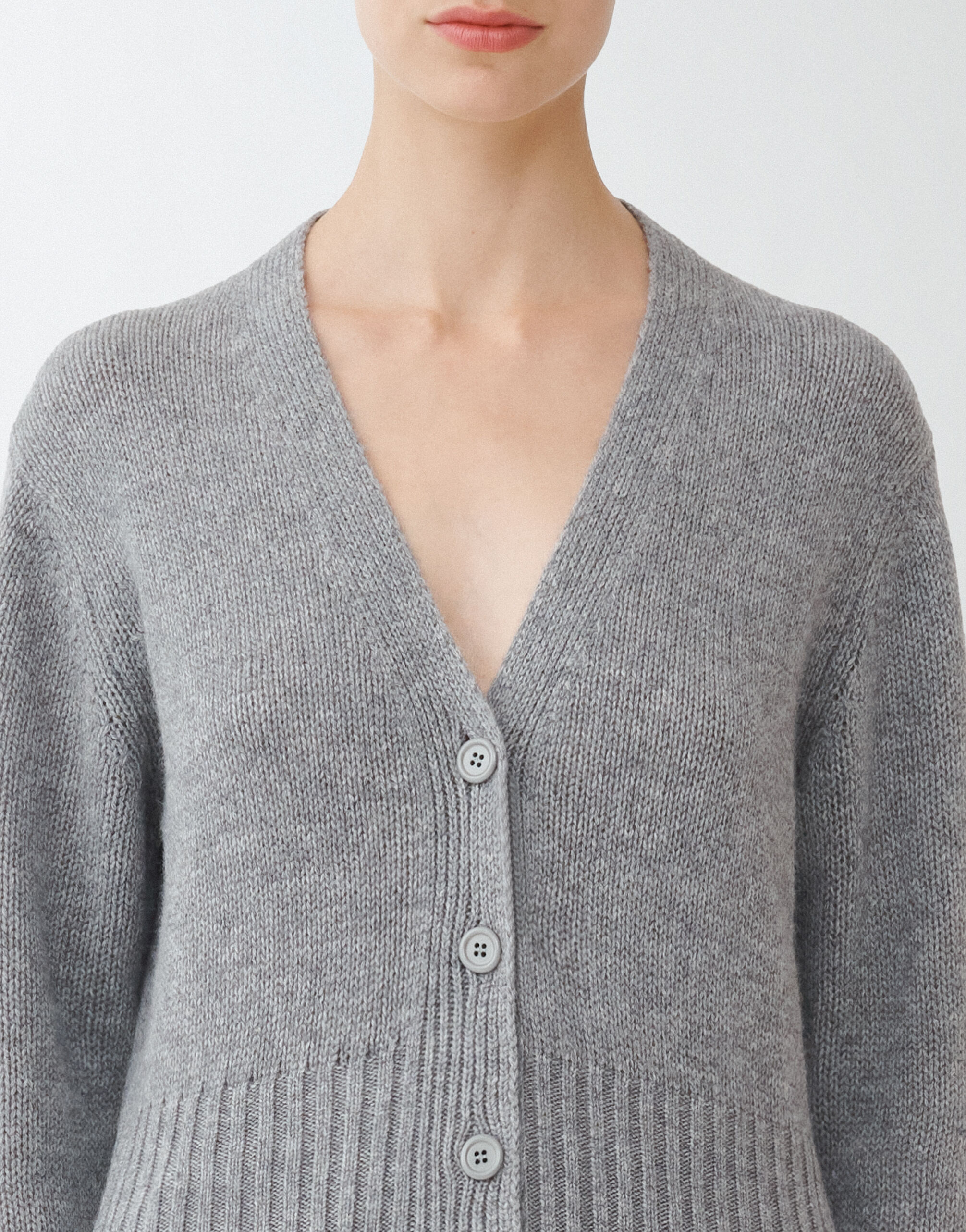 Brushed cashmere cropped cardigan, melange rock for Women