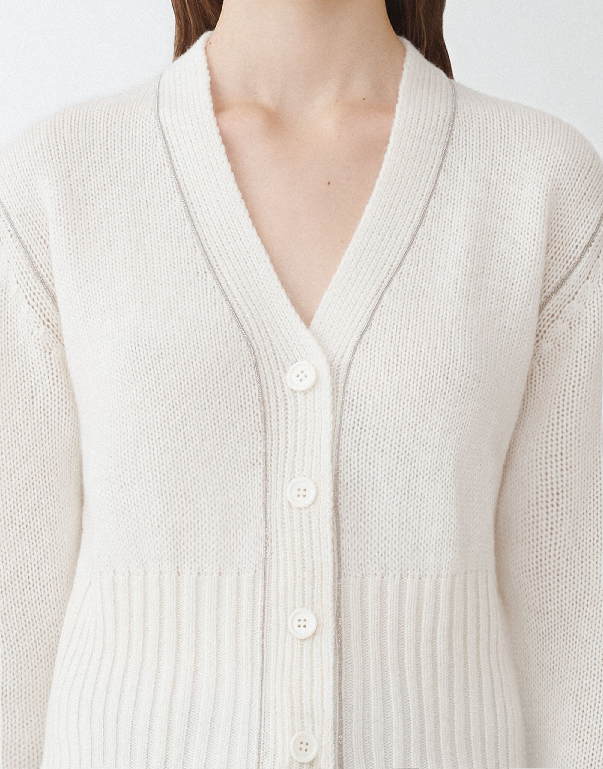 Fabiana Filippi Brushed cashmere cropped cardigan, white WHITE MAD264F038N900M466