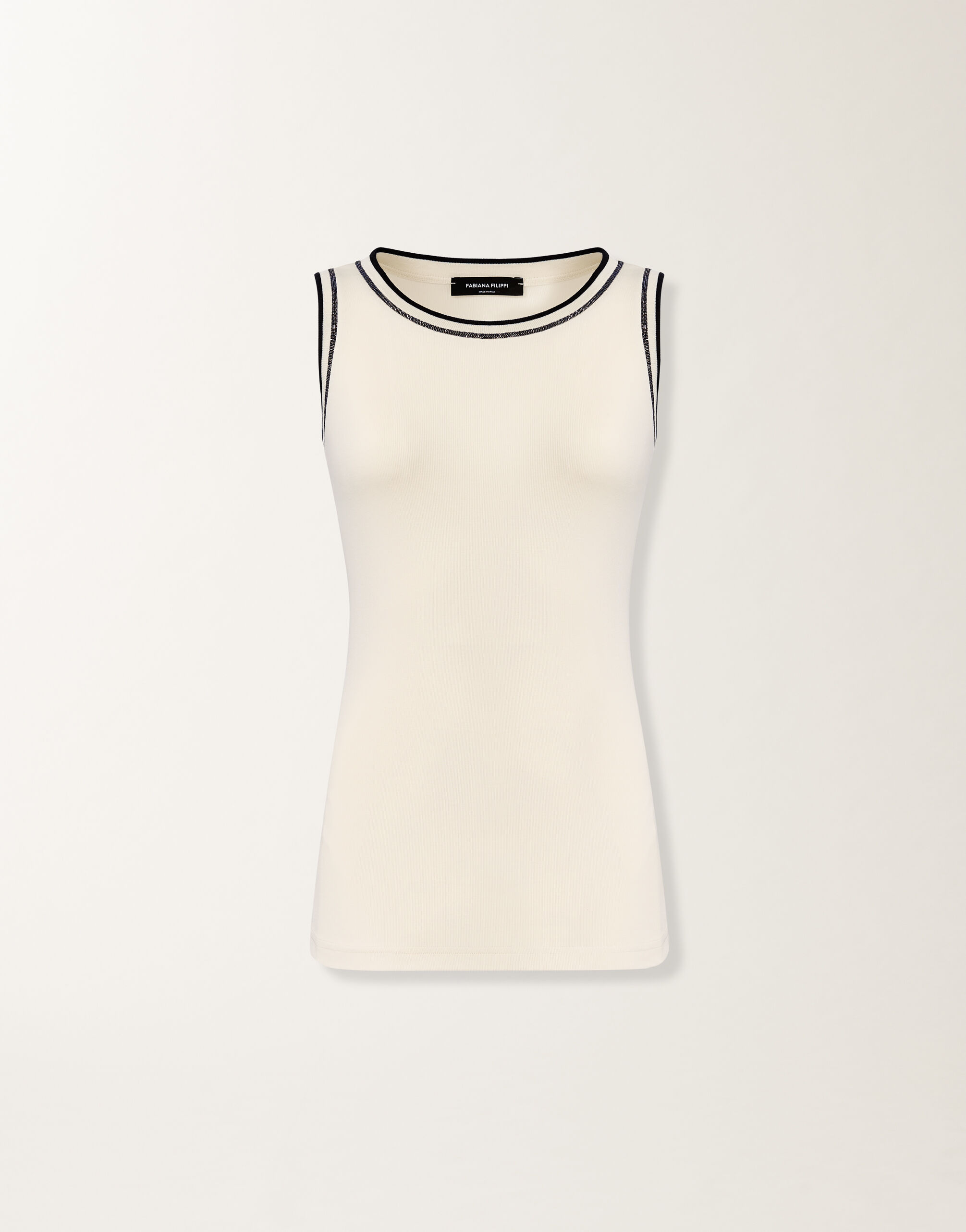 Jersey tank top in butter and midnight blue Fabiana Filippi Jersey tank top in butter and midnight blue MIDNIGHT BLUE JED276F602M2030000