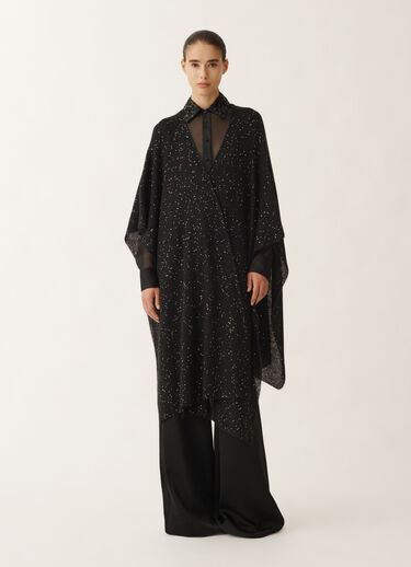 Fabiana Filippi Offenes Cape aus Mohair, schwarz SCHWARZ SAD265A811D8170000