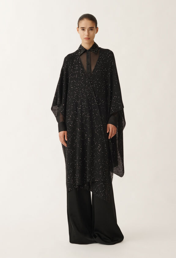 Fabiana Filippi Offenes Cape aus Mohair, schwarz SCHWARZ SAD265A811D8170000