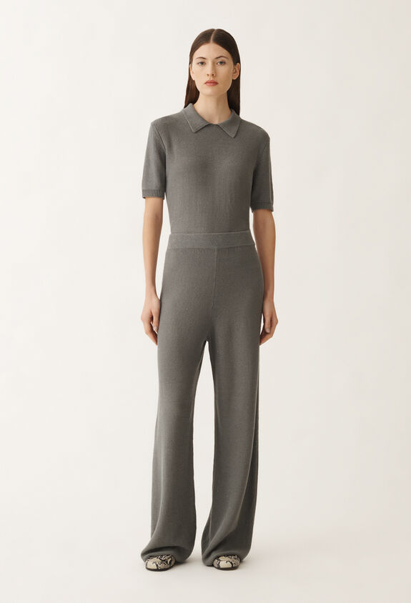 Fabiana Filippi Cotton and linen trousers with sequins, lead grey GREY PAD265F351D2730000