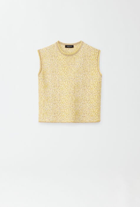 Fabiana Filippi Tweed vest top, white, sun and gold MAD274F524D6640000
