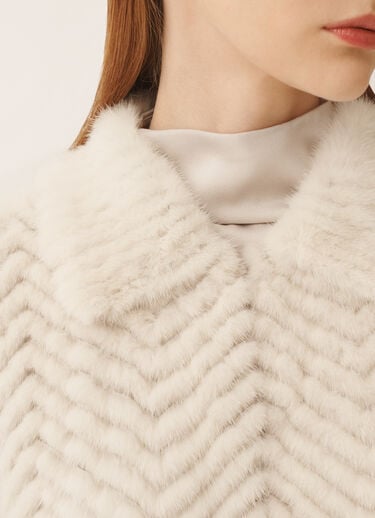 Fabiana Filippi Mink chevron coat, pearl and greige White PLD225F720L6130000