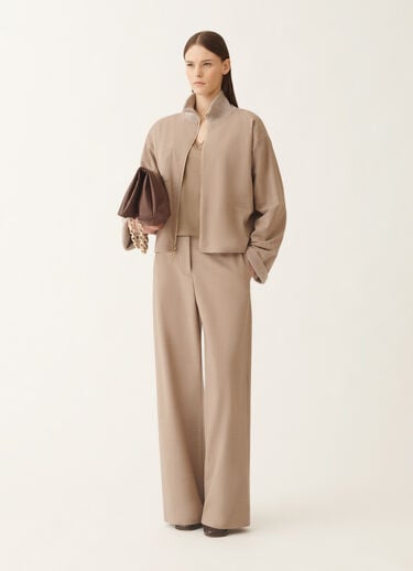 Fabiana Filippi Chaqueta reversible de mohair platino en lana ligera, cacao y arce Blanco GCD225F641L6800000