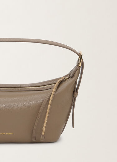 Fabiana Filippi Mini-Hobo-Bag aus gekörntem Leder, schlammbraun VANILLE BGD275A081L4270000
