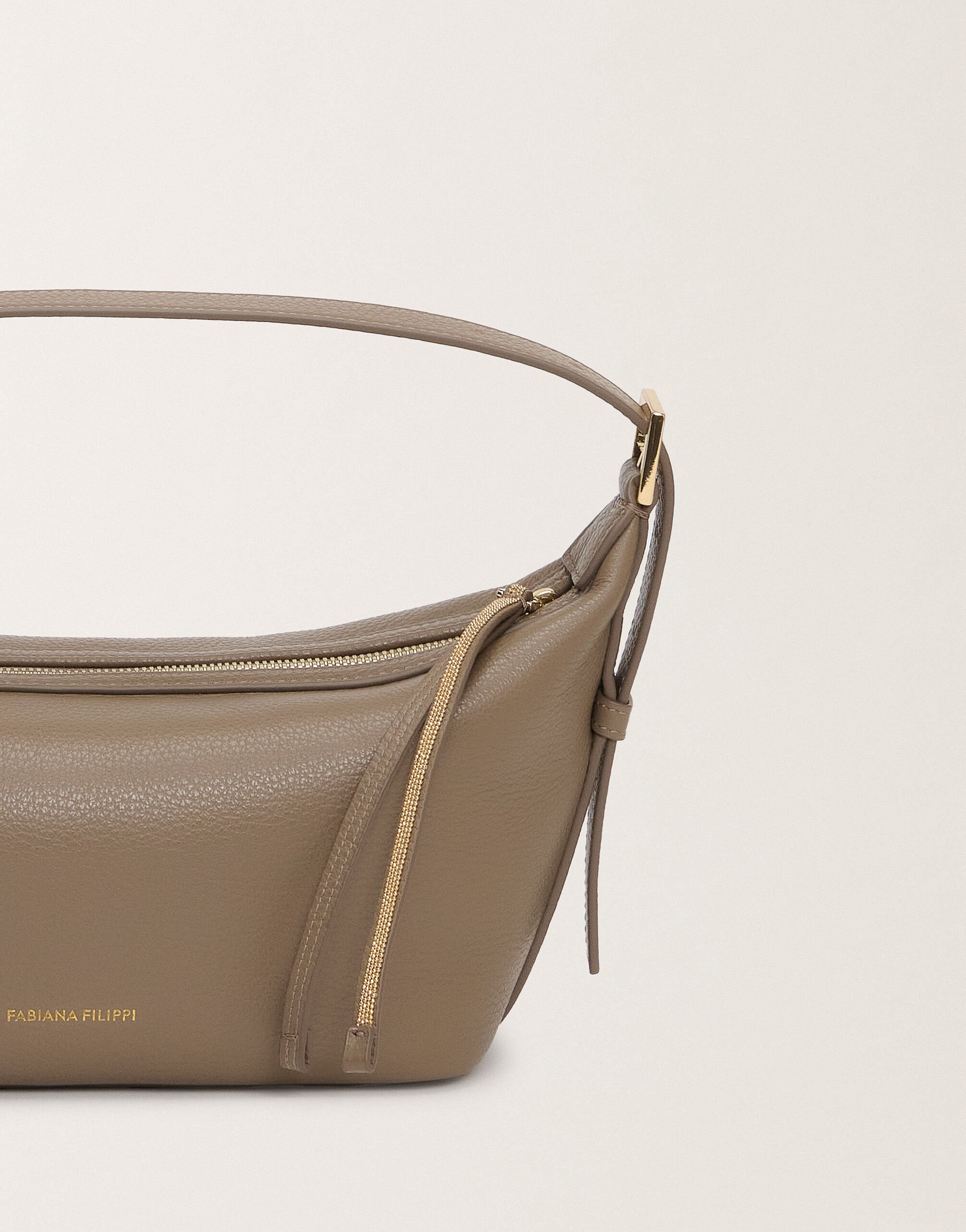 Fabiana Filippi Mini-Hobo-Bag aus gekörntem Leder, schlammbraun VANILLE BGD275A081L4270000